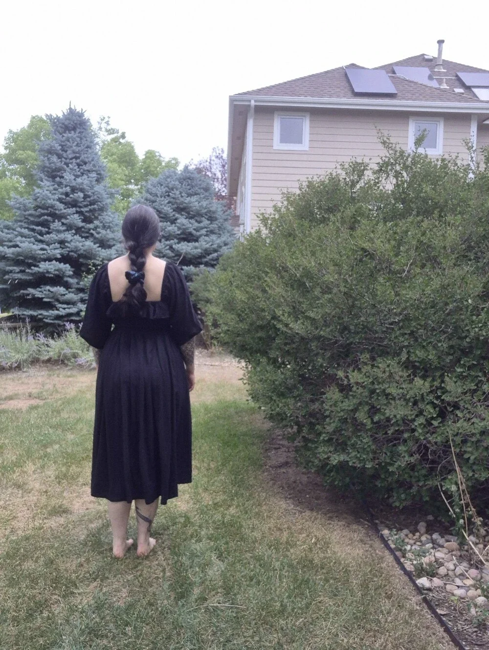 Free People Oasis Midi Dress in Black Cotton, Size M